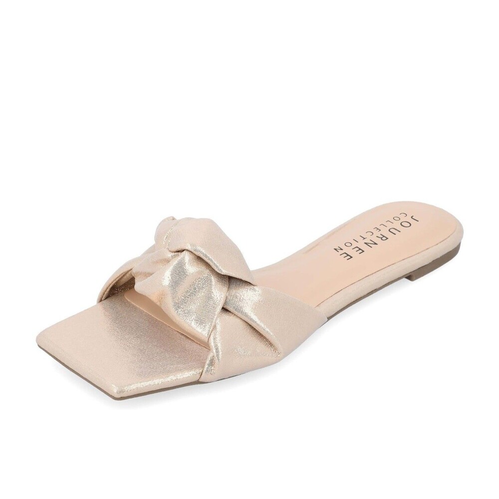 Journee Collection Womens 10 M Rose Gold Dianah Slip On Flat Sandals NIB TF4